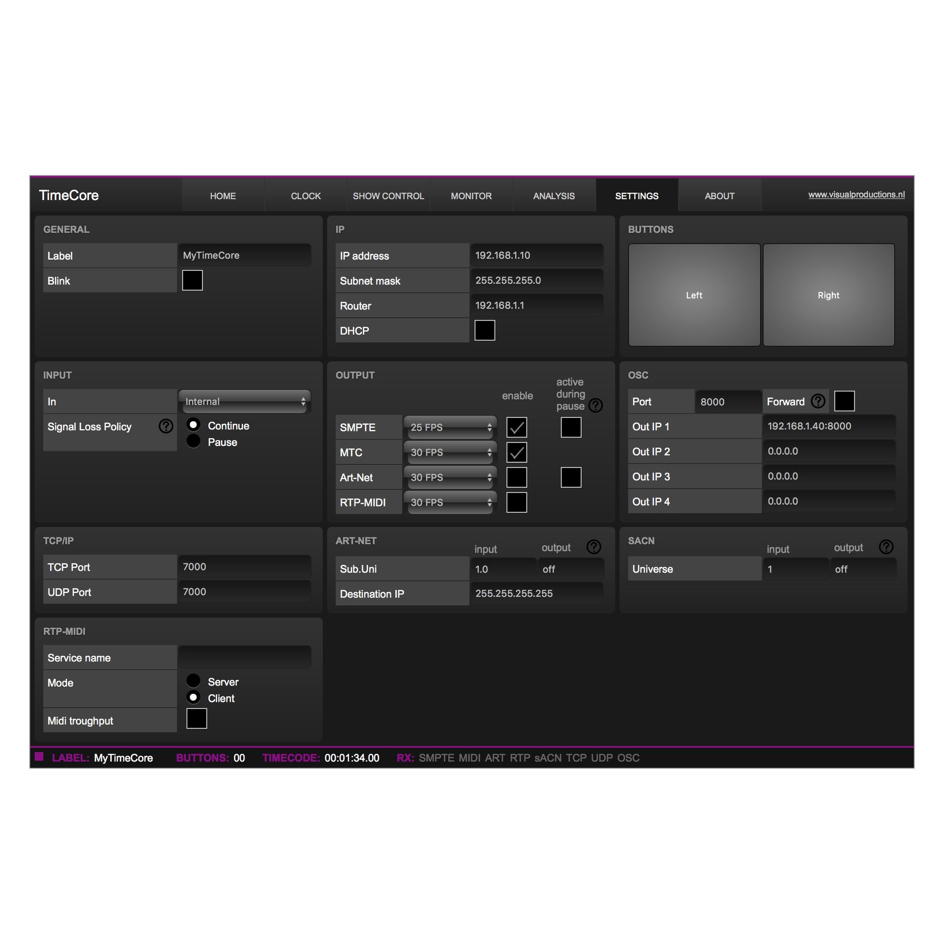 Visual Produtions TimeCore interface - Image 3